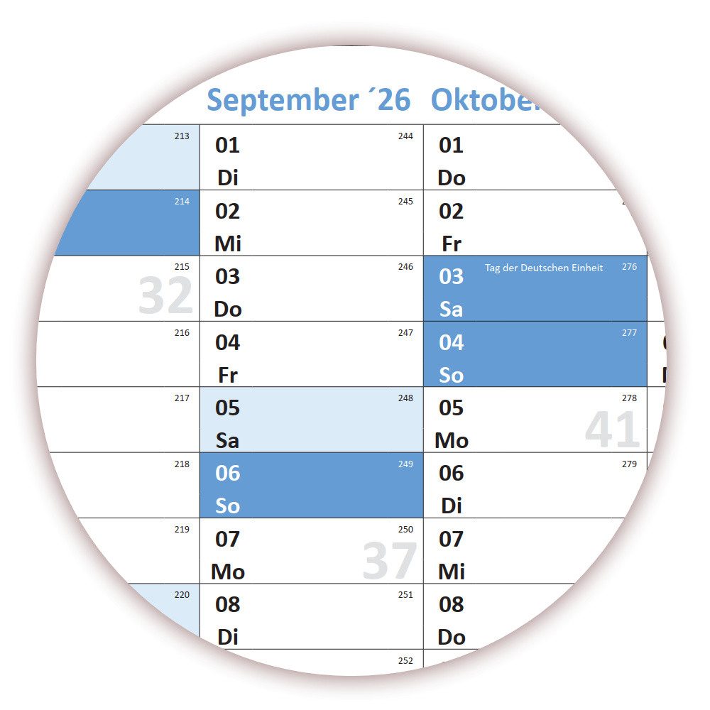 LYSCO Wandkalender Schuljahreskalender Schulkalender DIN B1 / DIN A1 - 2026/2027, Lehrerkalender Schulplaner, 13 Monate August 2026 bis August 2027, Querformat, – Bild 2 von 5