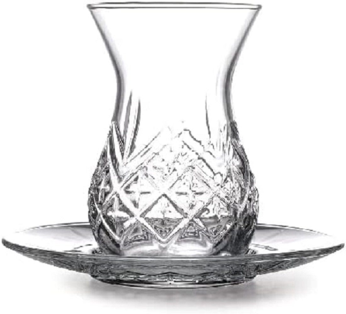 Pasabahce Teeglas Teeglas Set 12 Teilig 96992 mit Untertassen 132ml aus Glas transparent, 12-tlg.