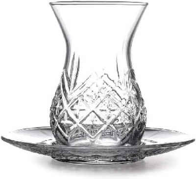 Pasabahce Teeglas Teeglas Set 12 Teilig 96992 mit Untertassen 132ml aus Glas transparent