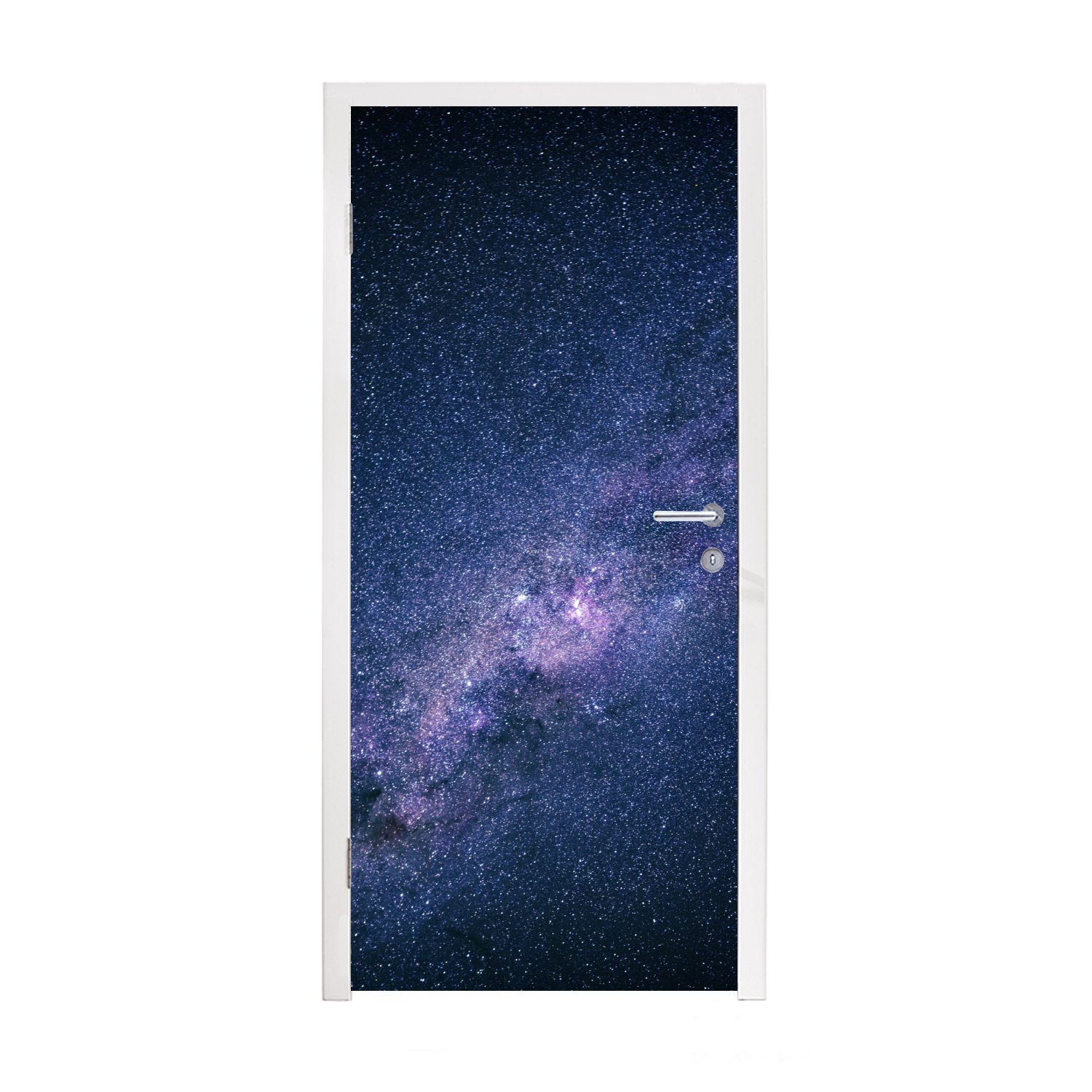 Matt, cm dunklen Türaufkleber, Himmel, 75x205 (1 Die St), MuchoWow Fototapete an Türtapete für Tür, Milchstraße einem bedruckt,
