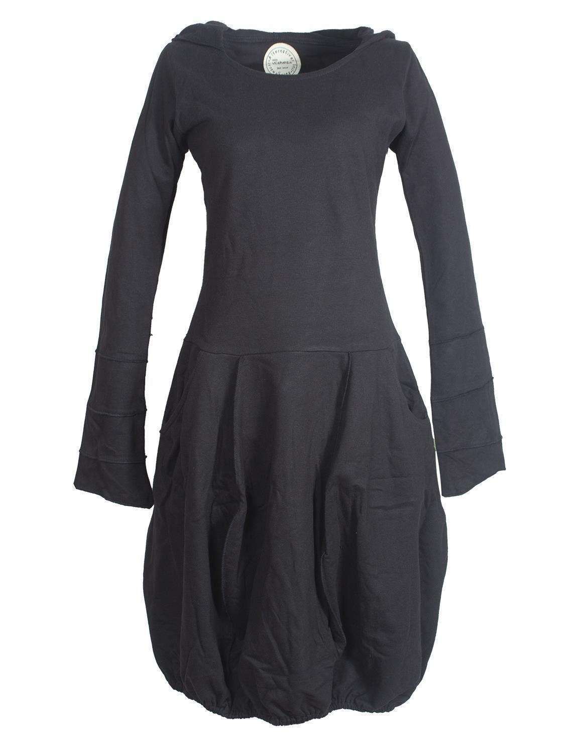 Midikleid Warmes Langarm Kleid ballonförmig mit Zipfelkapuze