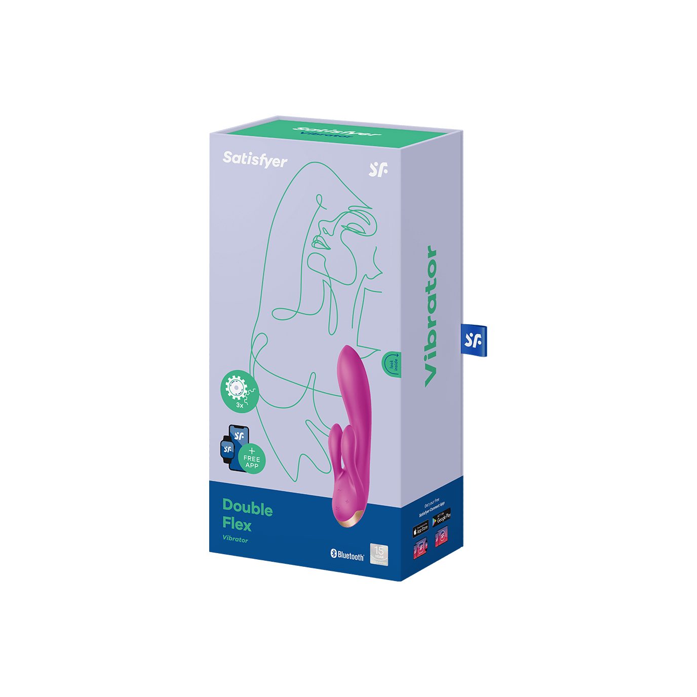 Satisfyer Klitoris-Stimulator App", lila App, Flex Rabbit, mit Satisfyer 20cm Bluetooth, "Double Connect