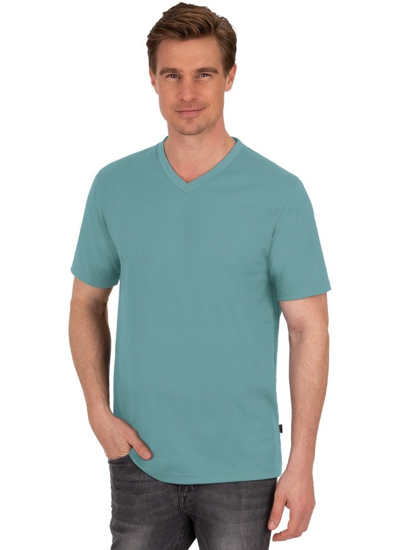 Trigema T-Shirt TRIGEMA V-Shirt DELUXE Baumwolle seegras