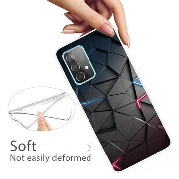 Wigento Handyhülle Für Samsung Galaxy A32 5G Silikon Case TPU Dark Blocks Schutz Muster Tasche Hülle Cover Etuis