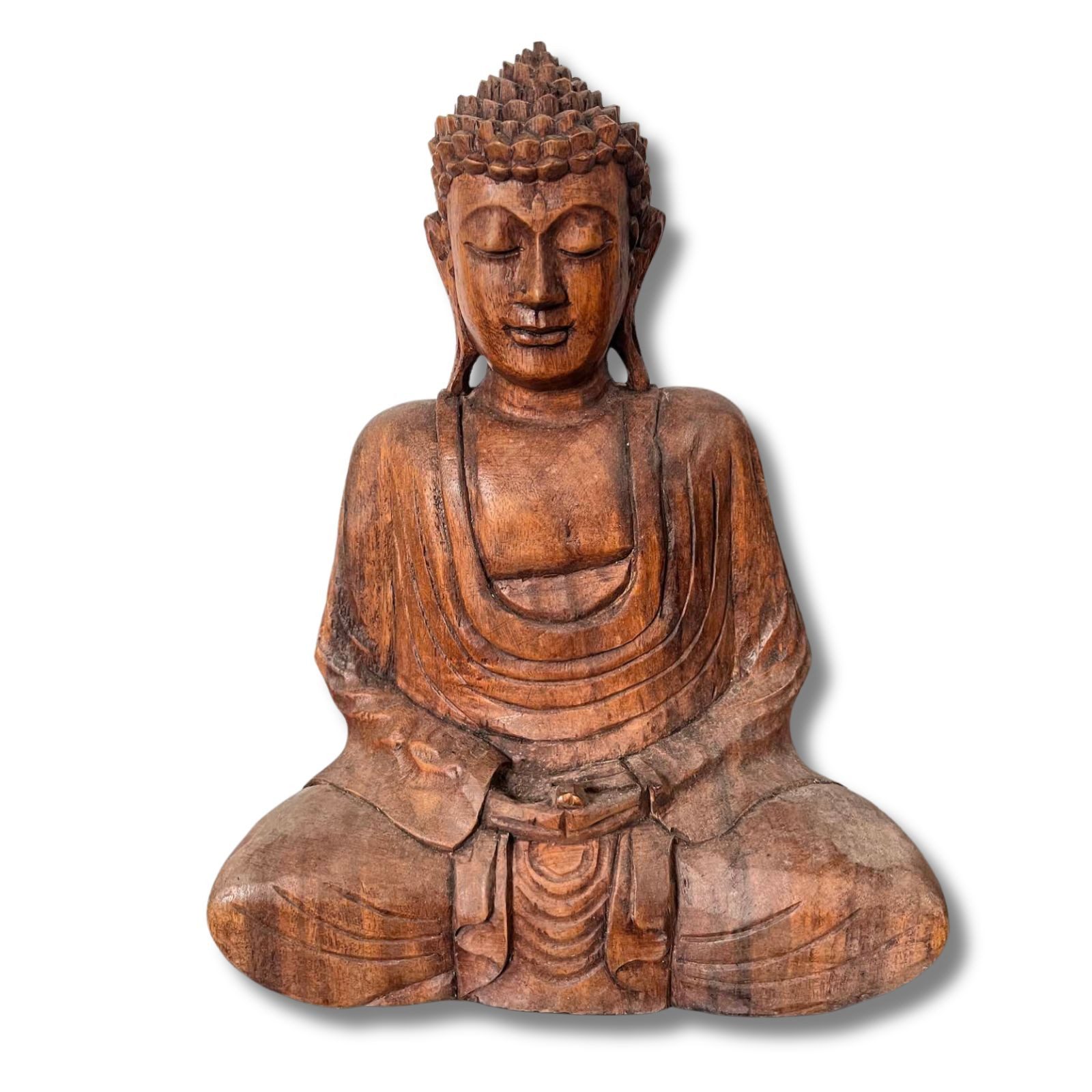 Asien LifeStyle Buddhafigur Meditation Buddha Figur aus Holz geschnitzt 34cm