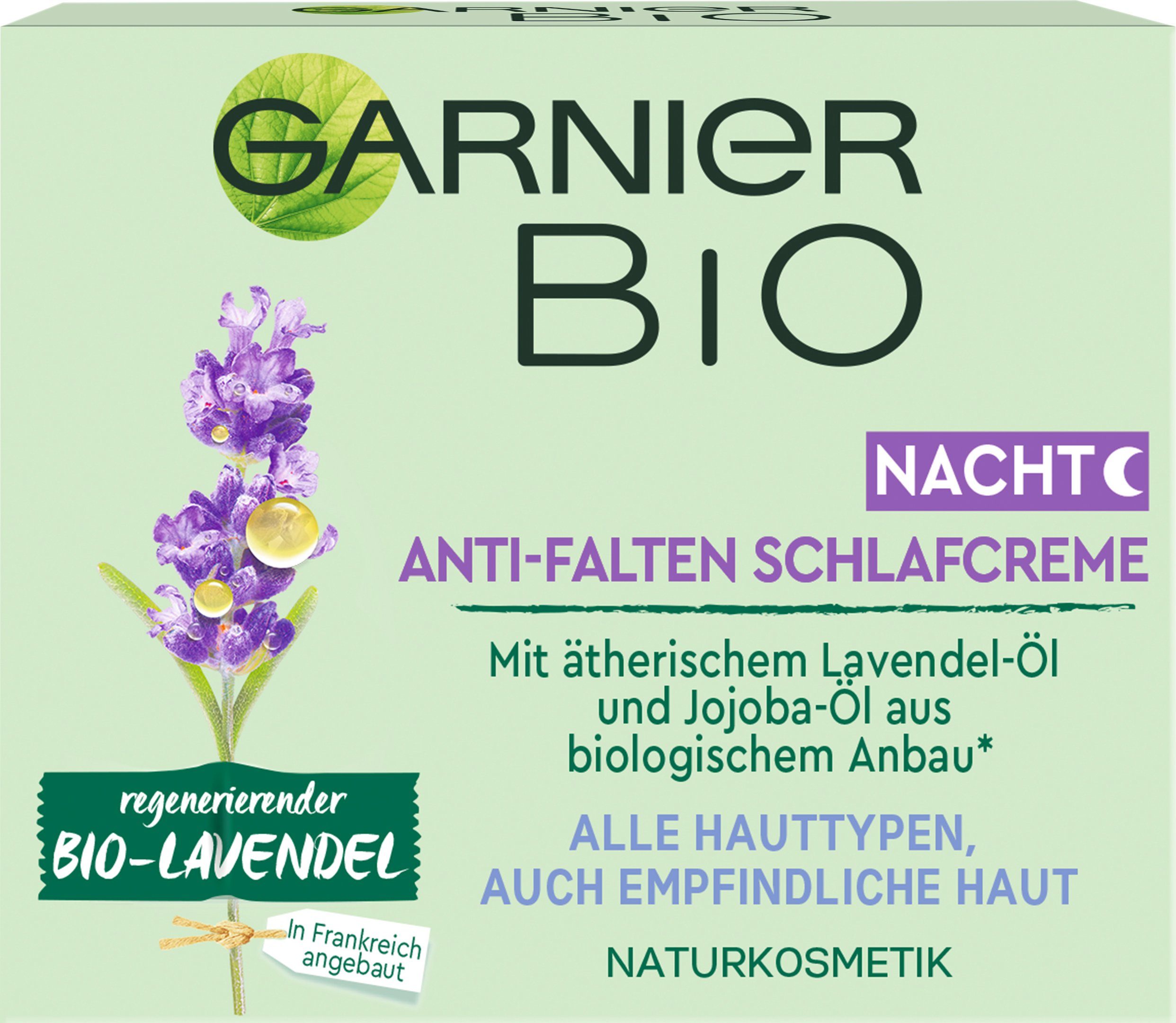 GARNIER Nachtcreme Schlafcreme Anti-Falten Bio-Lavendel regenerierender
