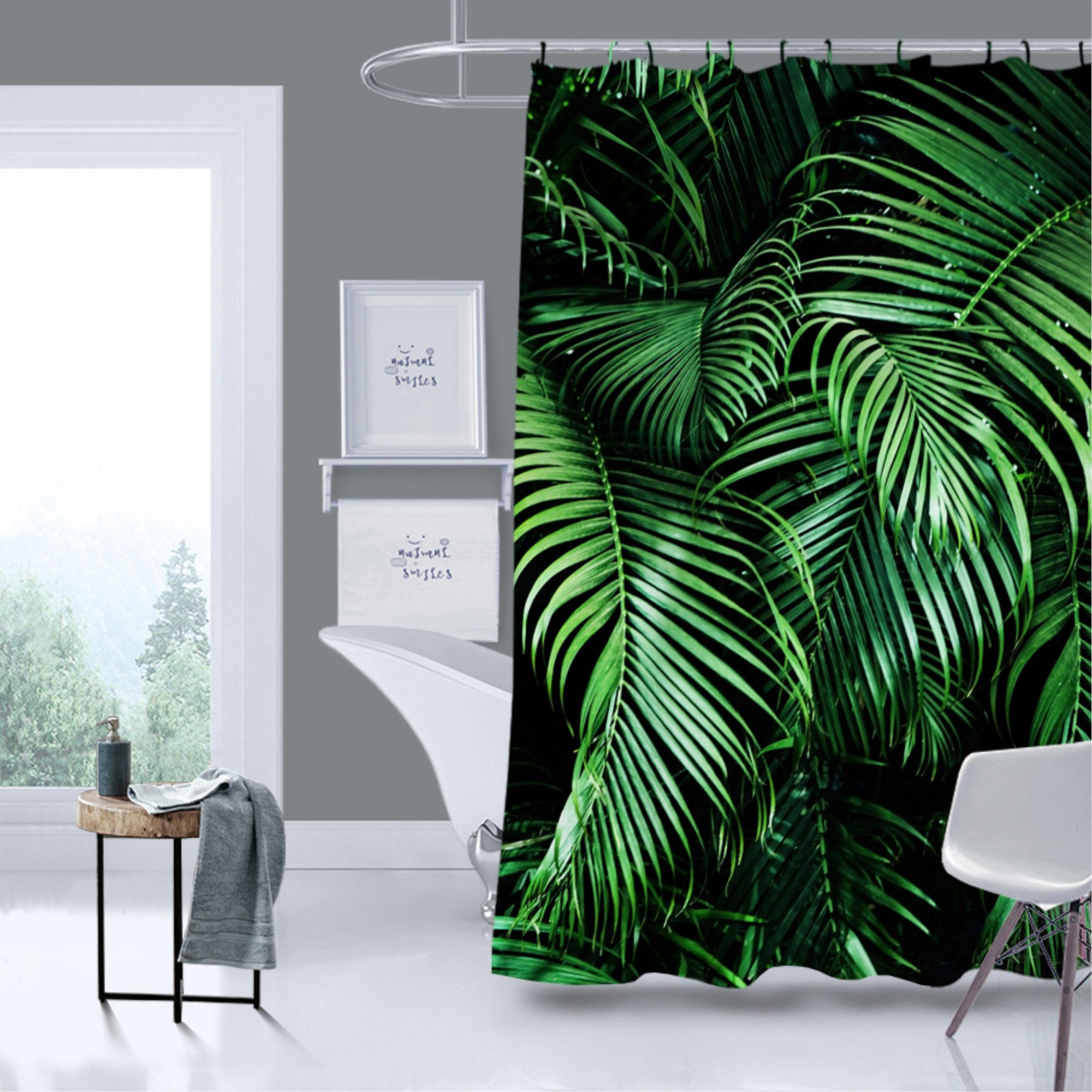 Sanilo Duschvorhang Palmdream 180 x 200 cm, 100% wasserdicht, Anti-Schimmel-Effekt, hochwertige Qualität