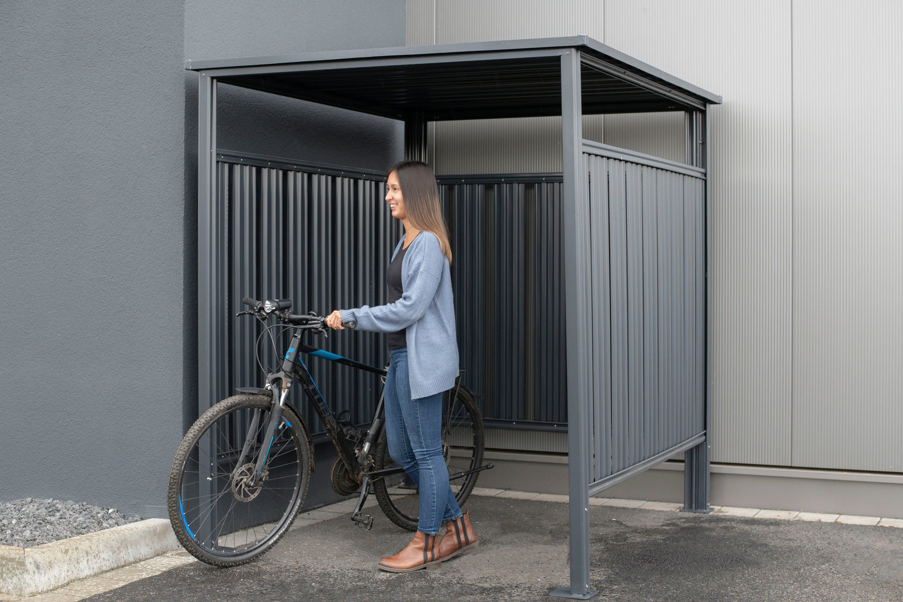 Kaminholzregal, Rauchunterstand oder anthrazit, als BxTxH:180x200x210 WESTMANN Fahrrad- auch cm,