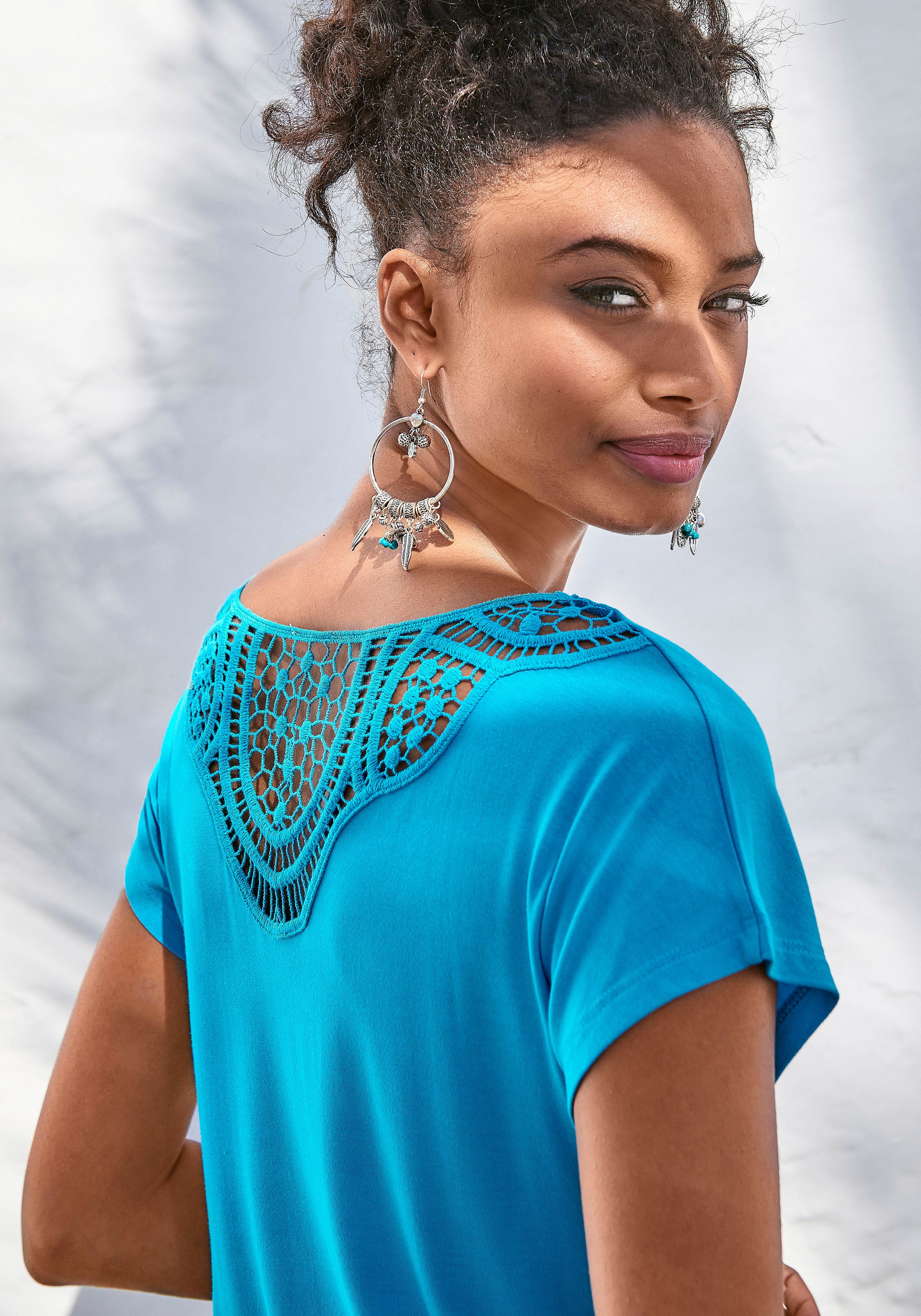 Vivance Kurzarmshirt "mit Häkelspitze am Rücken" 2er-Pack, aus weichem Visk günstig online kaufen