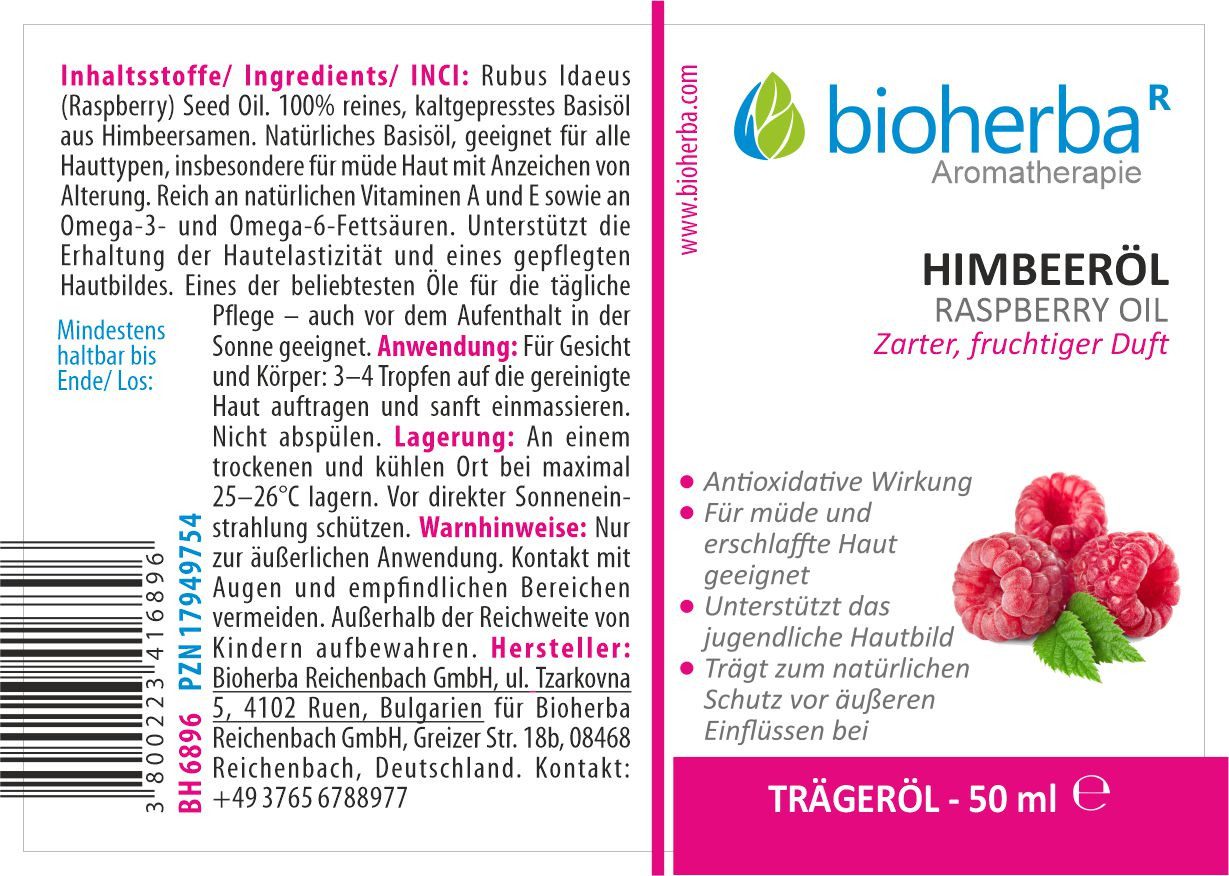 BIOHERBA R Pflege-Set Bioherba Himbeeröl Rubus Idaeus Trägeröl Raspberry seed oil 50 ml