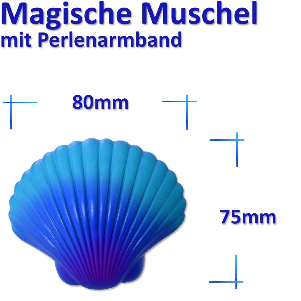 TE-Trend Spielfigur 4 Stück Muschel mit Perlen-Armband Kinderschmuck-Set, (4-tlg., einzeln verpackt), öffnet sich im Wasser – Bild 3 von 5