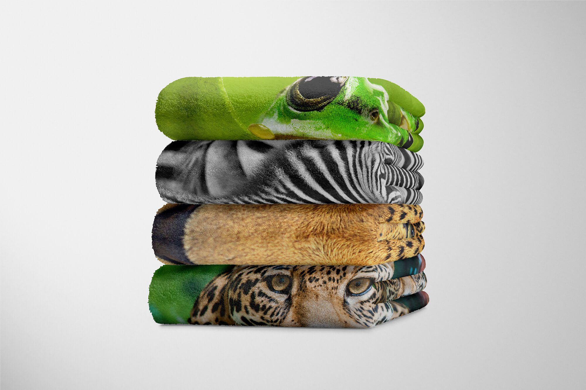 Sinus Art Handtücher Saunatuch Baumwolle-Polyester-Mix Raubkatze, Strandhandtuch Jaguar Handtuch (1-St), Kuscheldecke Tiermotiv Handtuch mit