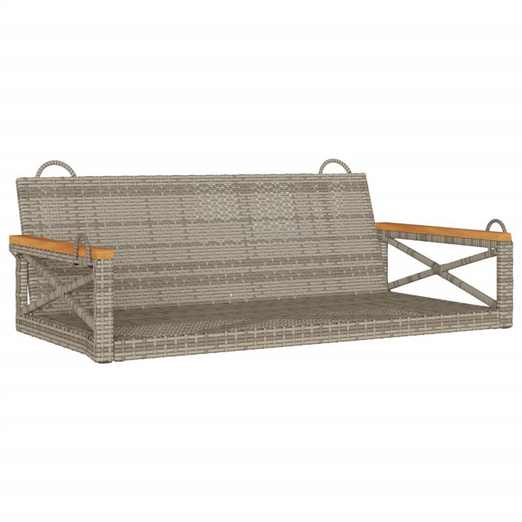 vidaXL Gartenbank Hängebank Grau 109x62x40 cm Poly Rattan (1-St)