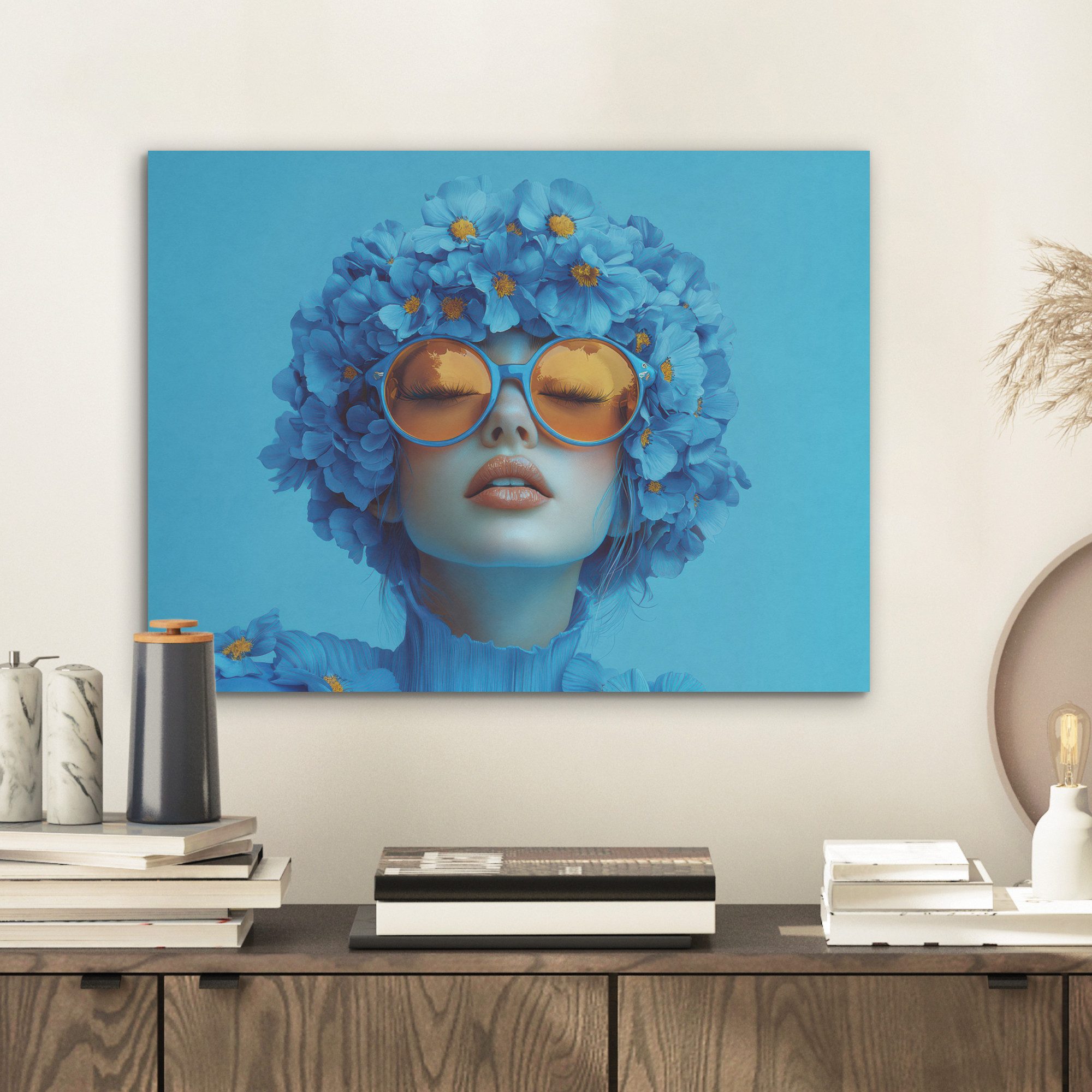 MuchoWow Gemälde Frau - Blume - günstig online kaufen