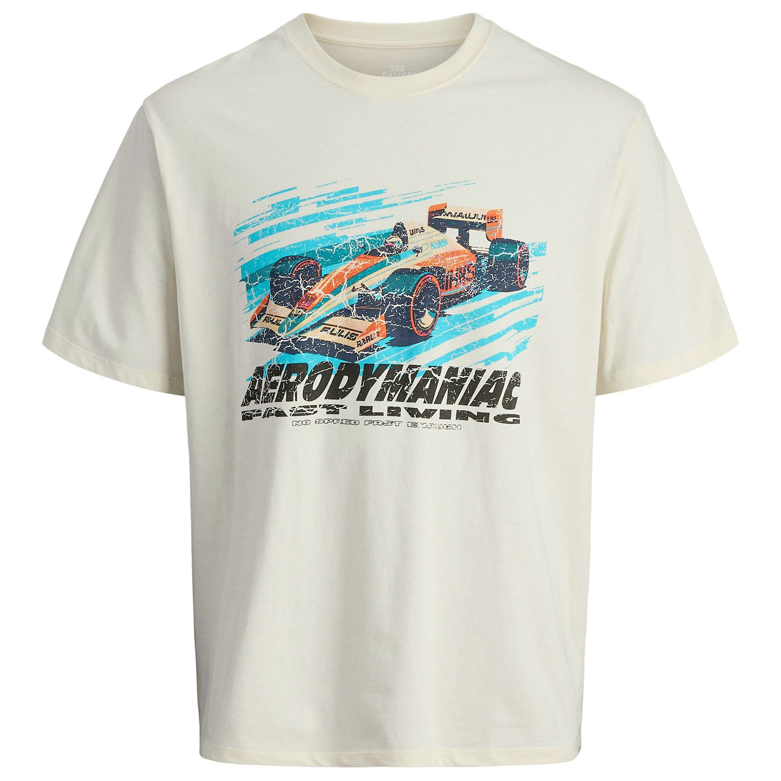 Rundhalsshirt Jack&Jones T-Shirt creme Übergröße Print JORFORMULA