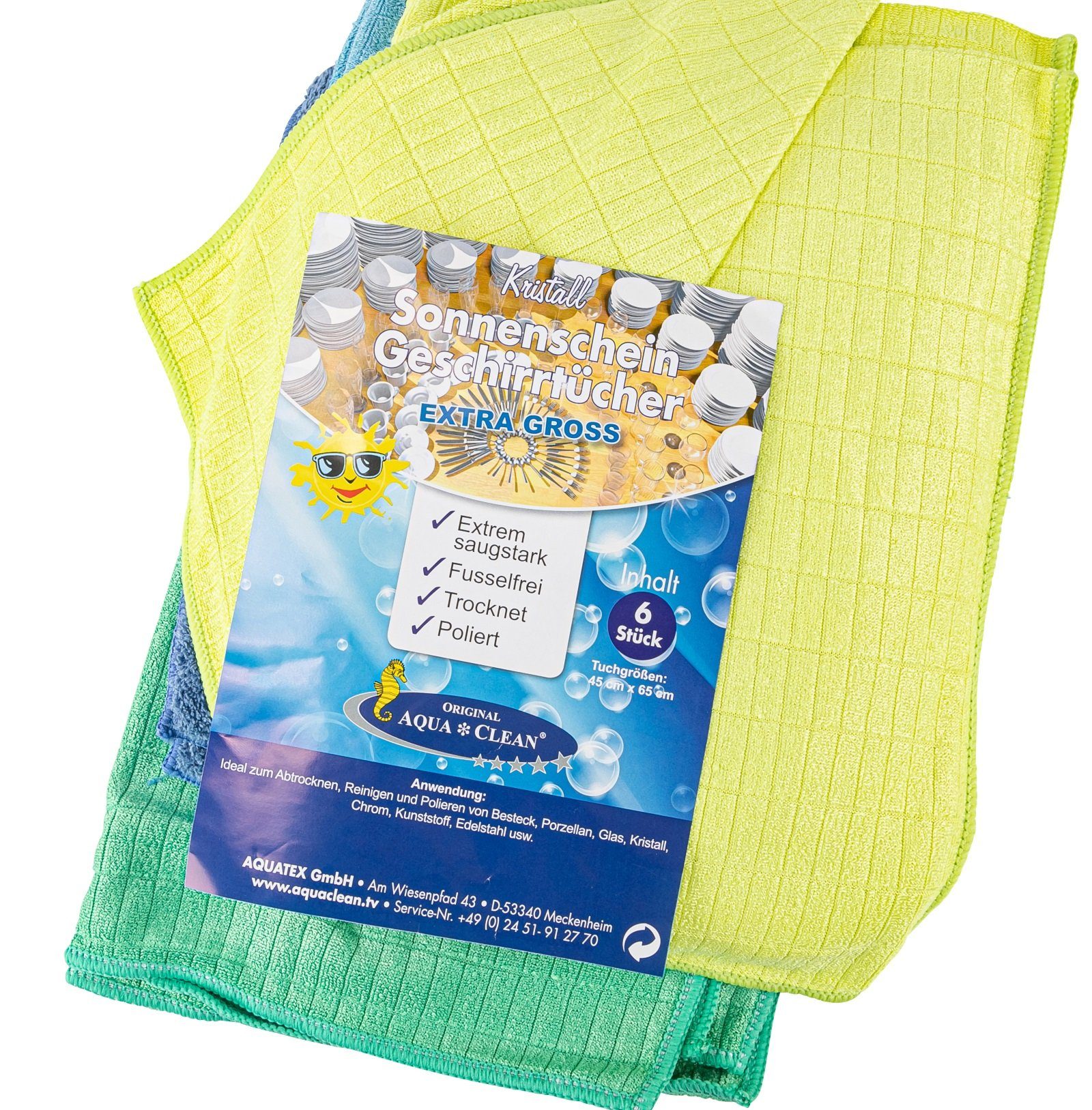 AQUA CLEAN Geschirrtuch AQUA CLEAN Kristall Sonnenschein Geschirr- & Spültücher 9 tlg., (9-tlg., 6x Geschirrtücher ca. 45 cm x 65 cm, 3x Spültücher ca. 19 cm x  – Bild 3 von 3