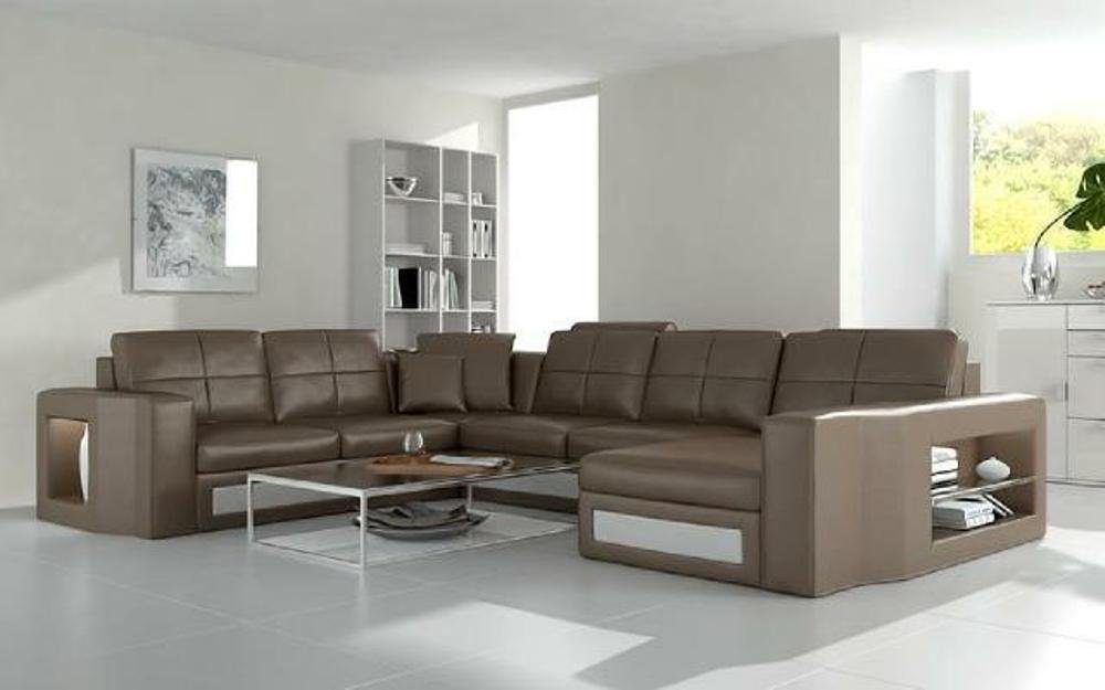 Ledersofa Couch XXL Ecksofa Form Ecksofa, JVmoebel U Sofa Wohnlandschaft Big