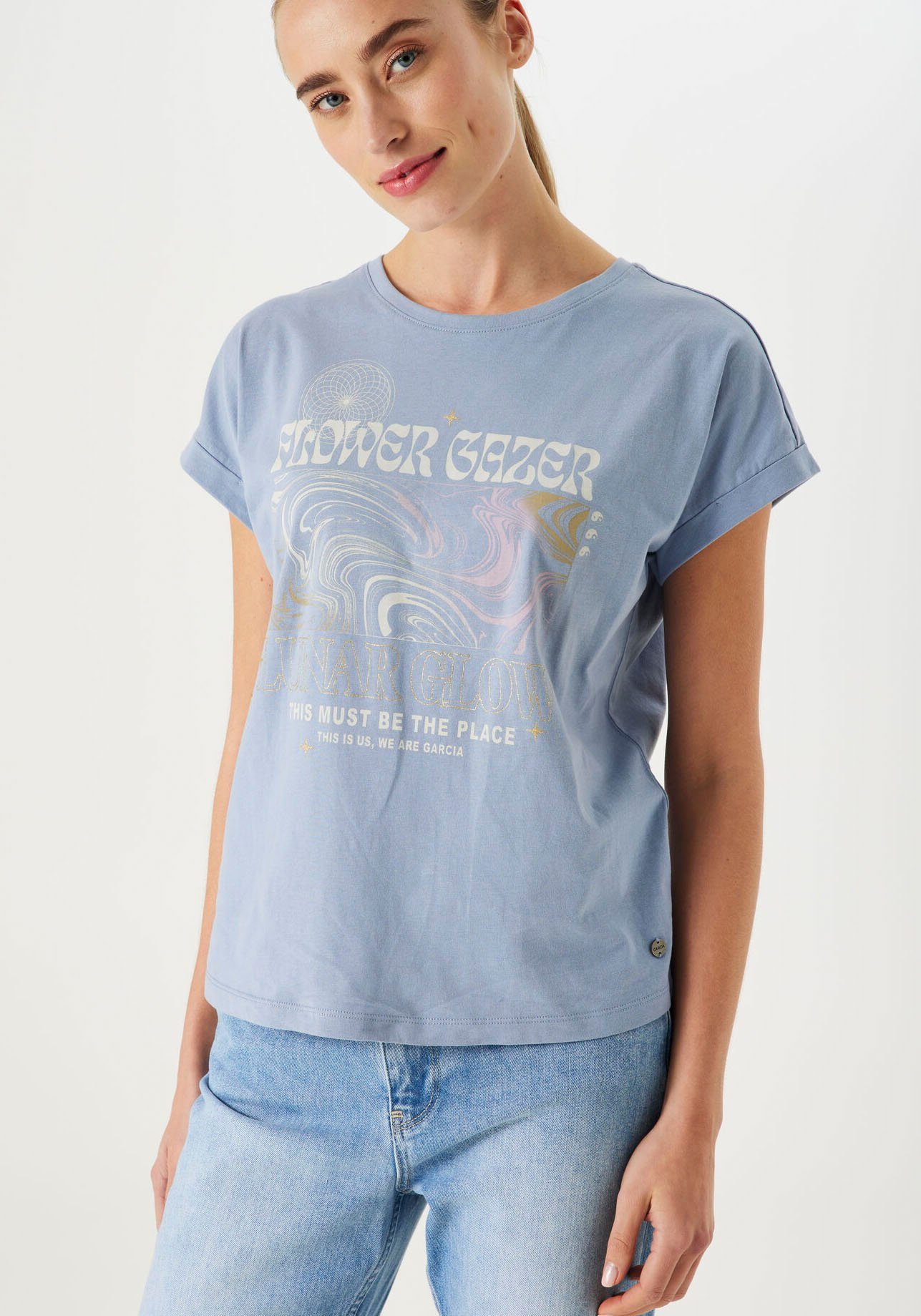 Garcia Print-Shirt blue grey | T-Shirts