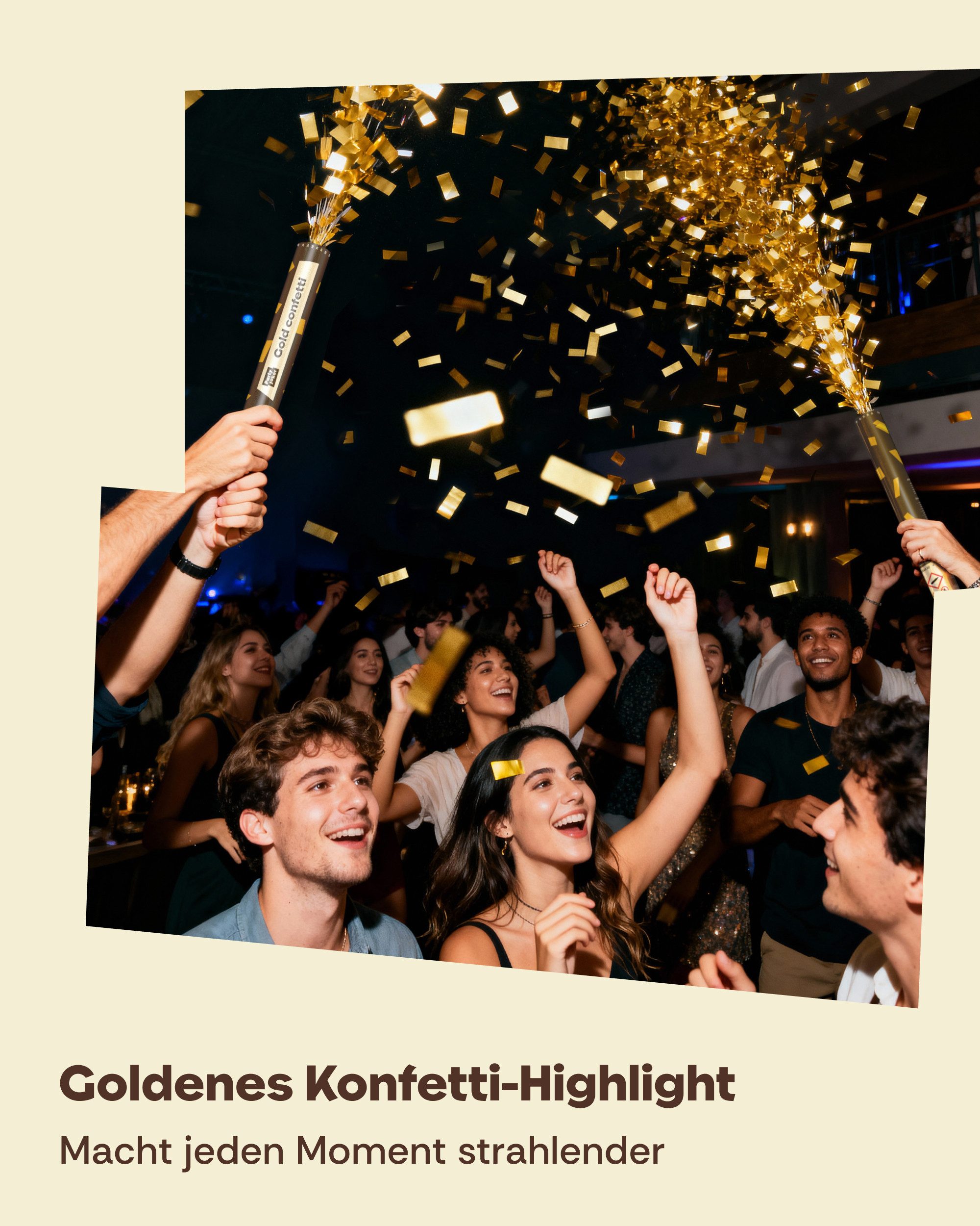 Partyjoker Konfetti Konfettikanone Gold - 5-8 m Konfettistrahl - einfach & sicher - Party, Großes Konfetti - Explosionsbox Kanone - Einfach & Sicher Zu Bedienen