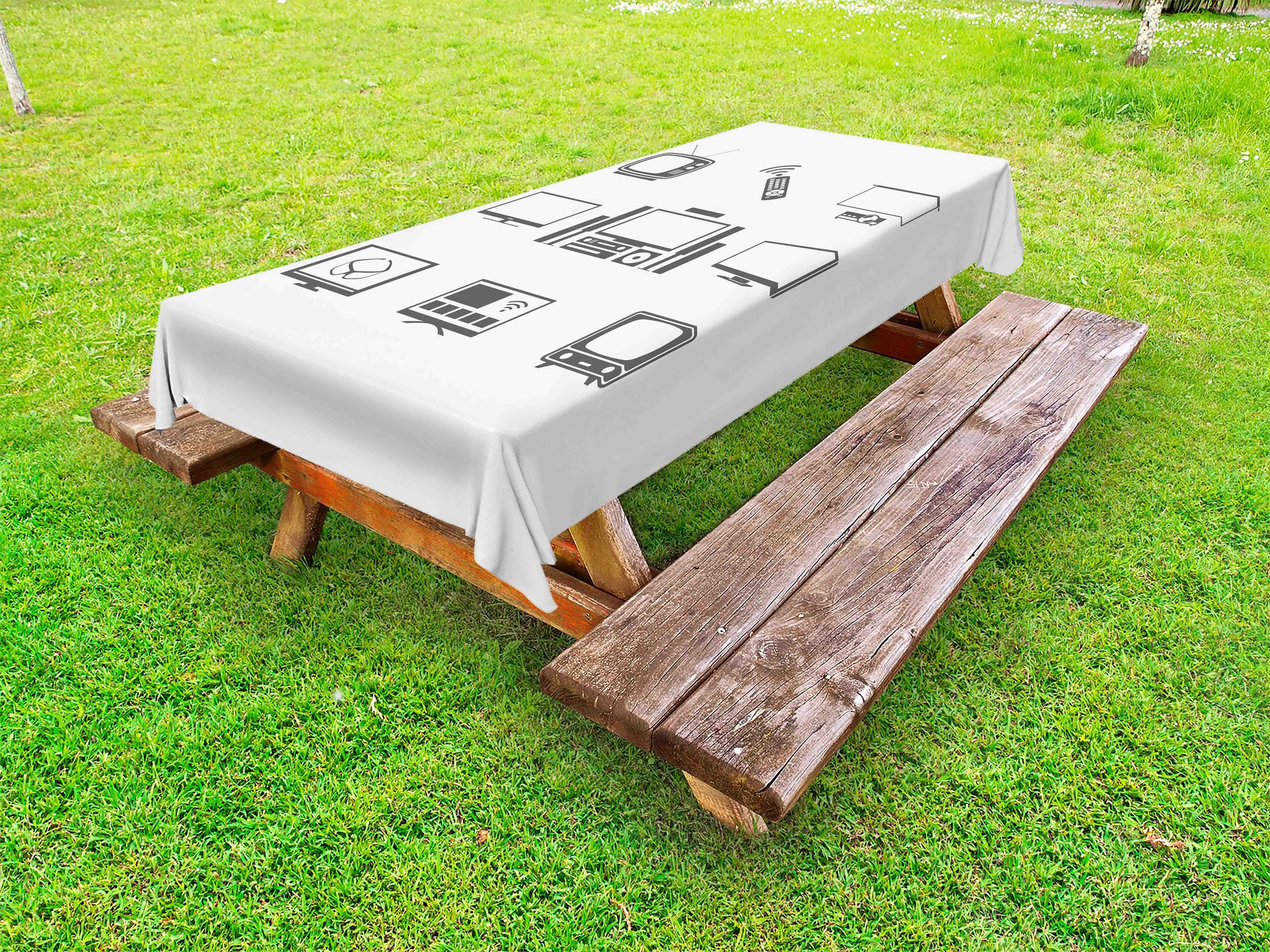 Abakuhaus Tischdecke dekorative waschbare Picknick-Tischdecke, Fernsehsendung Fortschritt des Fernsehens