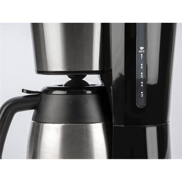 KORONA Filterkaffeemaschine Kaffeemaschine 10332 Edelstahl / Schwarz mit Thermoskanne, 800 Watt, 7 tassen, 0,9 L, Thermokanne doppelwandig, Timer, Uhrzeit, programmierbar, Edelstahl / Schwarz Design