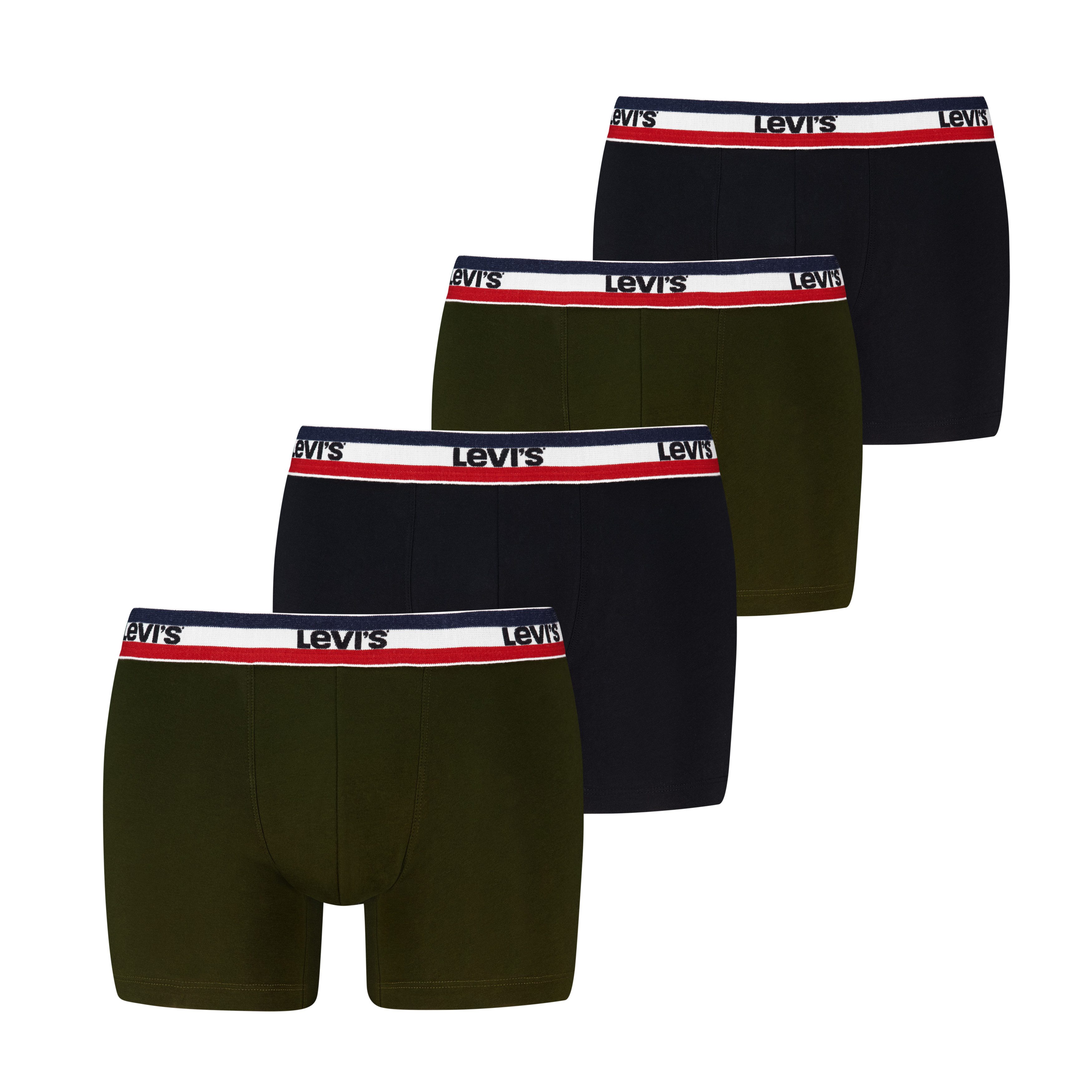 Levi's® Boxershorts LEVIS MEN REPEAT SPW LOGO BOXER BRIEF (4er Pack) mit gestreiftem Logobund, ohne Eingriff