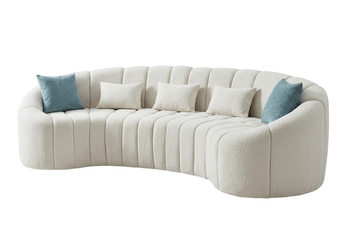 Xlmoebel Big-Sofa Elegantes weißes Polstersofa mit goldenem Rahmen für 3 Personen, 1 Teile, Made in Europa