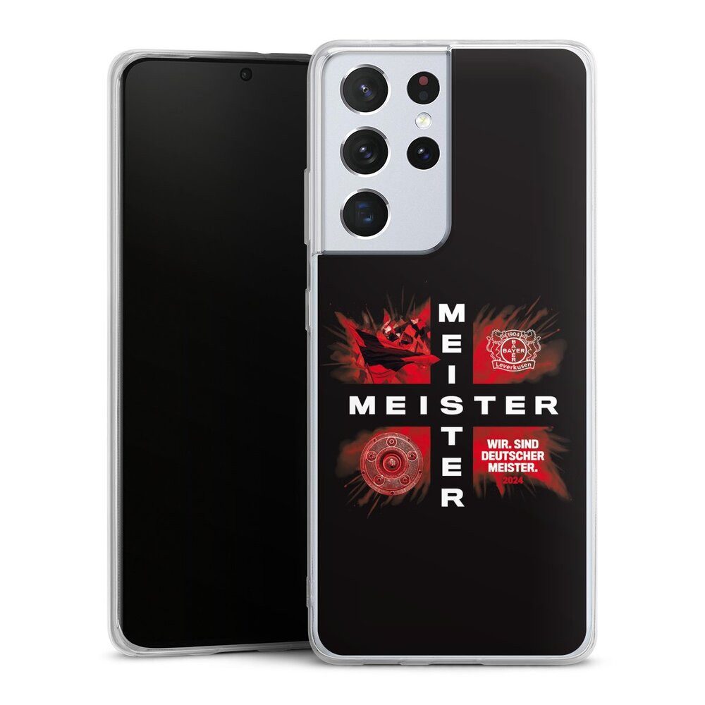 DeinDesign Handyhülle Bayer 04 Leverkusen Meister Offizielles Lizenzprodukt, Samsung Galaxy S21 Ultra 5G Silikon Hülle Bumper Case Smartphone Cover