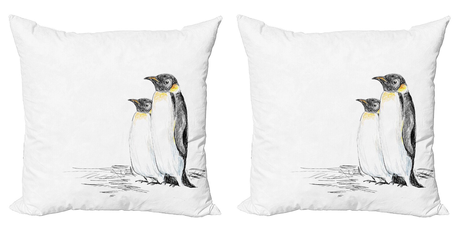 Modern Digitaldruck, Hand Doppelseitiger Penguins Abakuhaus Kunst (2 Tier Kissenbezüge Drawn Stück), Accent
