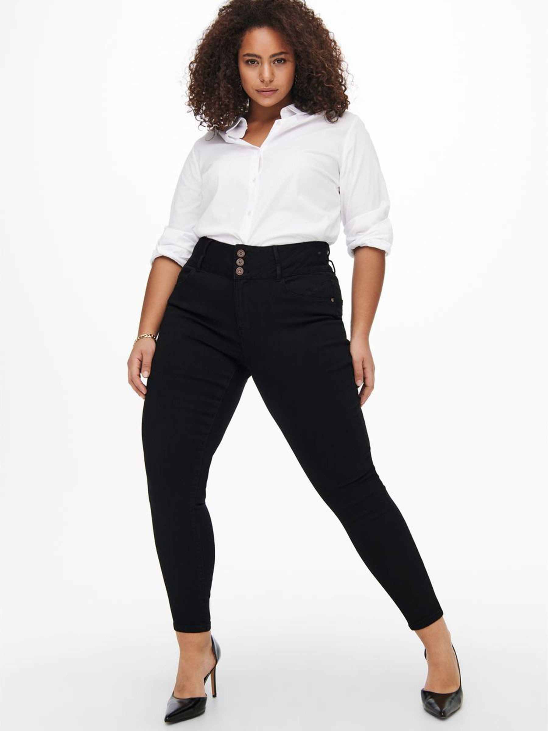 ONLY CARMAKOMA Skinny-fit-Jeans Skinny Stretch Jeans Curvy Plus Size Denim CARANNA Übergröße (1-tlg) CARANNA HW SK ANK JEANS BLACK