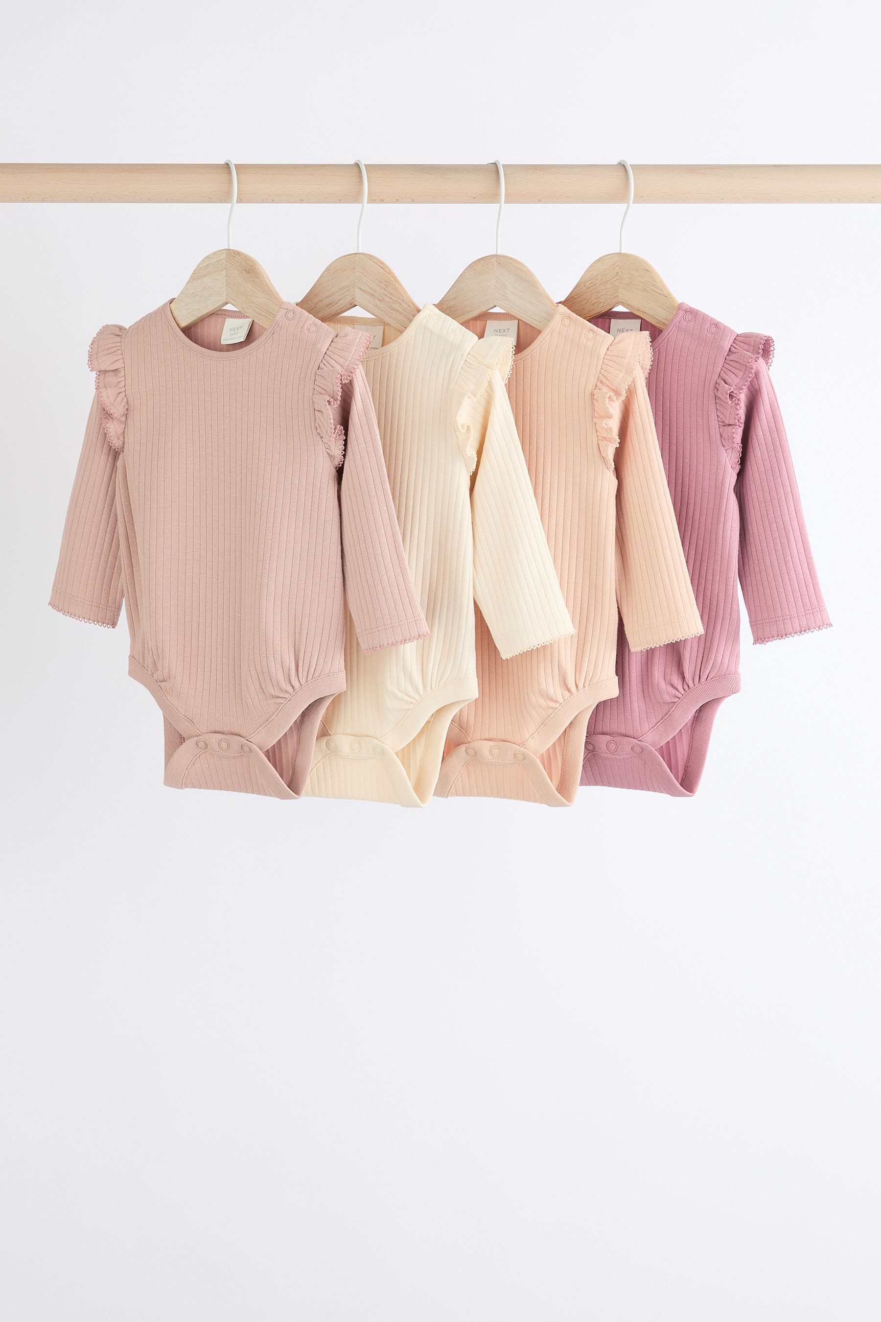 Next Langarmbody Baby Langarm-Bodysuits mit Rüschen im 4er-Pack (4-tlg)