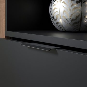 trendteam Couchtisch Kendo (Wohnzimmertisch Eiche und schwarz, 110 x 60 cm), auf Rollen, mit Schubladen