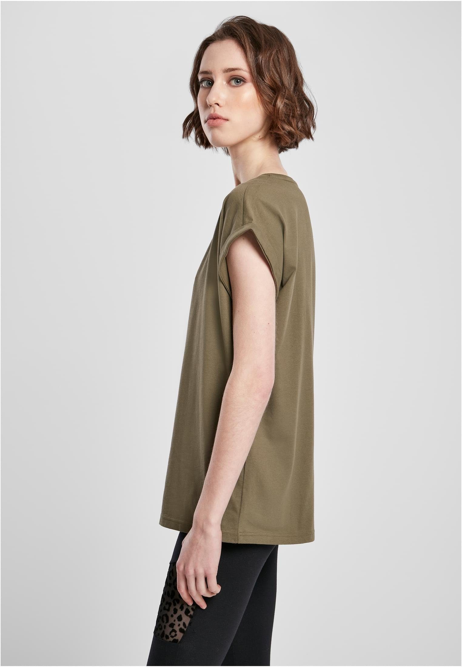 Extended Damen Organic Kurzarmshirt URBAN Shoulder CLASSICS (1-tlg) Tee Ladies olive
