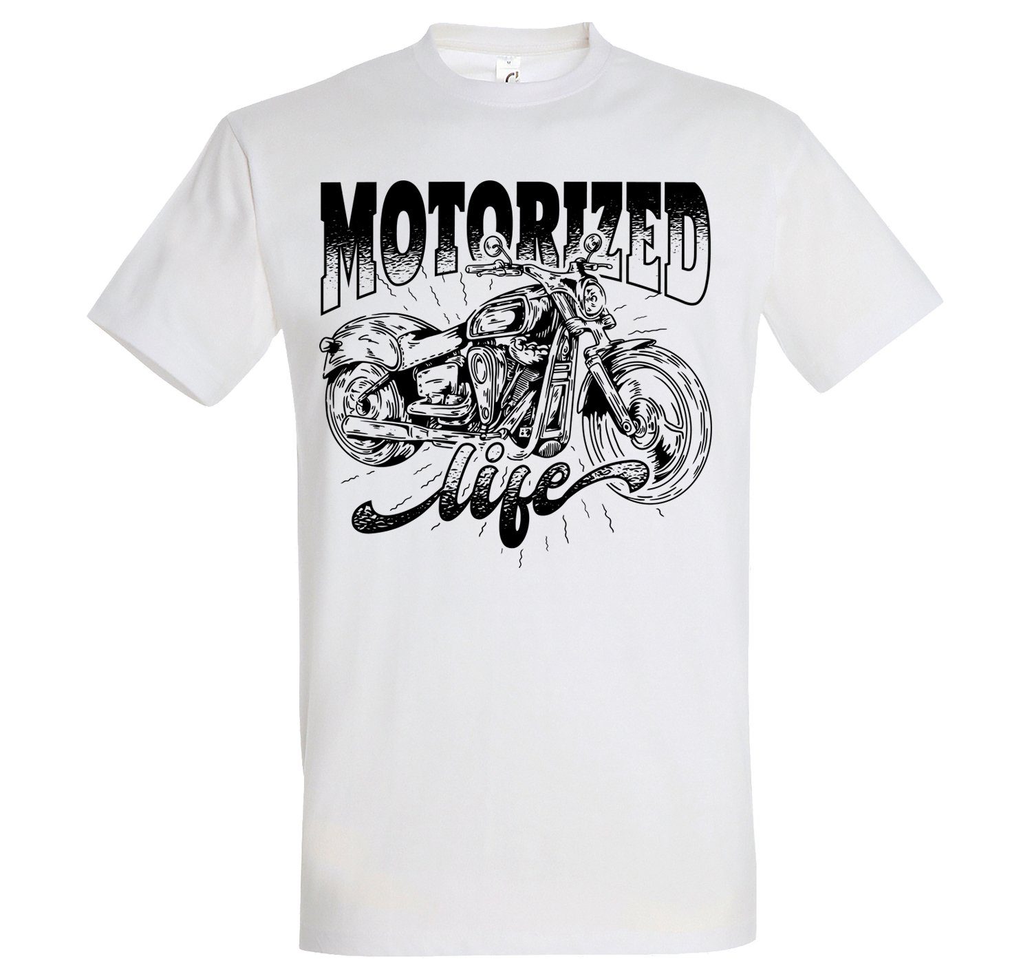 Youth Designz T-Shirt Motorized life Herren Shirt mit lustigem Spruch Weiss