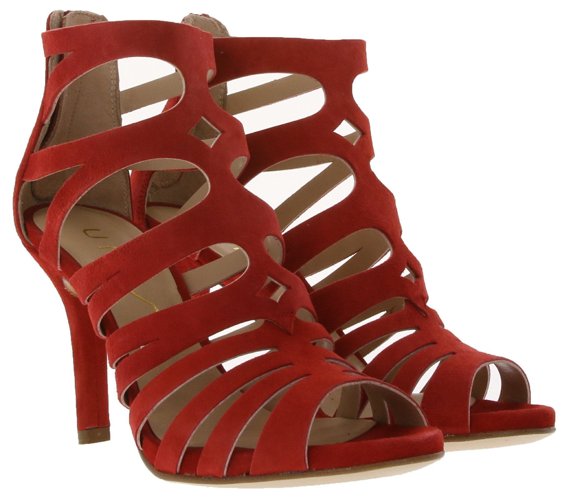Unisa »UNISA Absatz-Sandalette elegante Damen Echtleder-Sandale aus  Veloursleder Pumps Rot« Sandalette online kaufen | OTTO