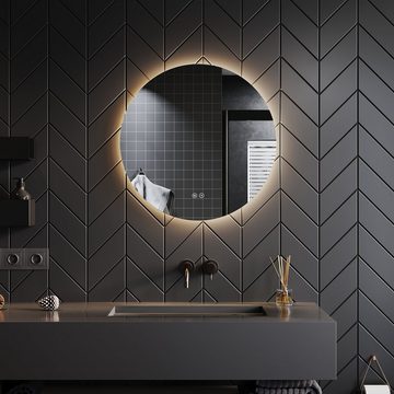 SONNI Badspiegel Runder randloser Badezimmerspiegel mit Licht, Ø 80 cm / Ø 60 cm