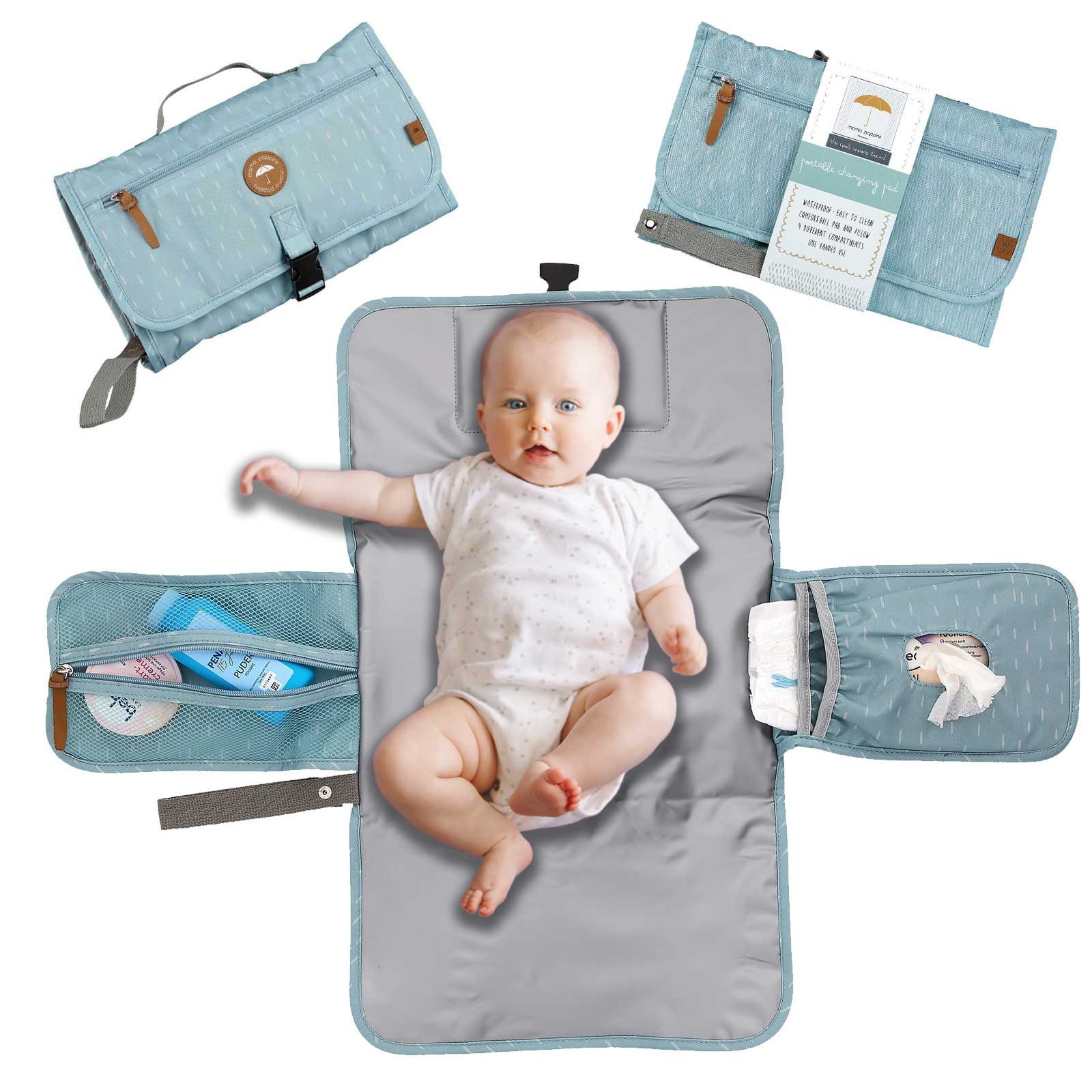 Mama Poppins Germany Wickeltasche Wickelunterlage für Unterwegs mit vielen Fächern