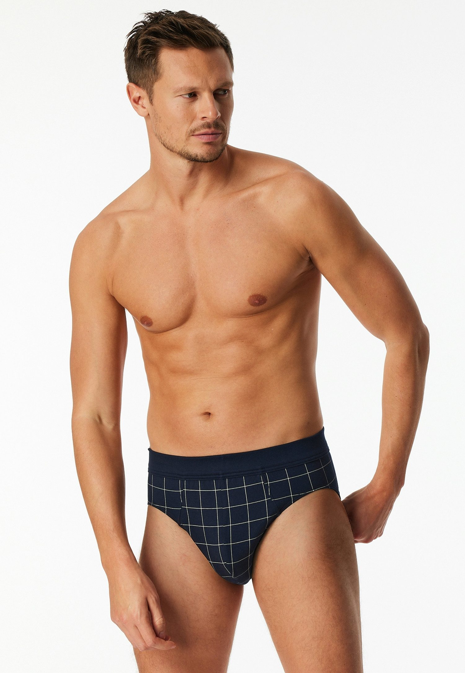 Schiesser Minislip Fine Interlock (Doppelpack) Modernes Karo-Design