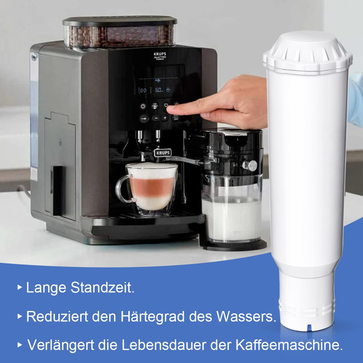 Filswa Wasserfilter Für Melitta®, Nivona®, Krups® F088, 6 Stück Filterpatronen, Zubehör für Kompatibel mit Krups F088 Melitta Pro Aqua, AEG, Bosch, Siemens, Nivona, Melitta, eine Kaffeemaschine vor starker Verkalkung schützen