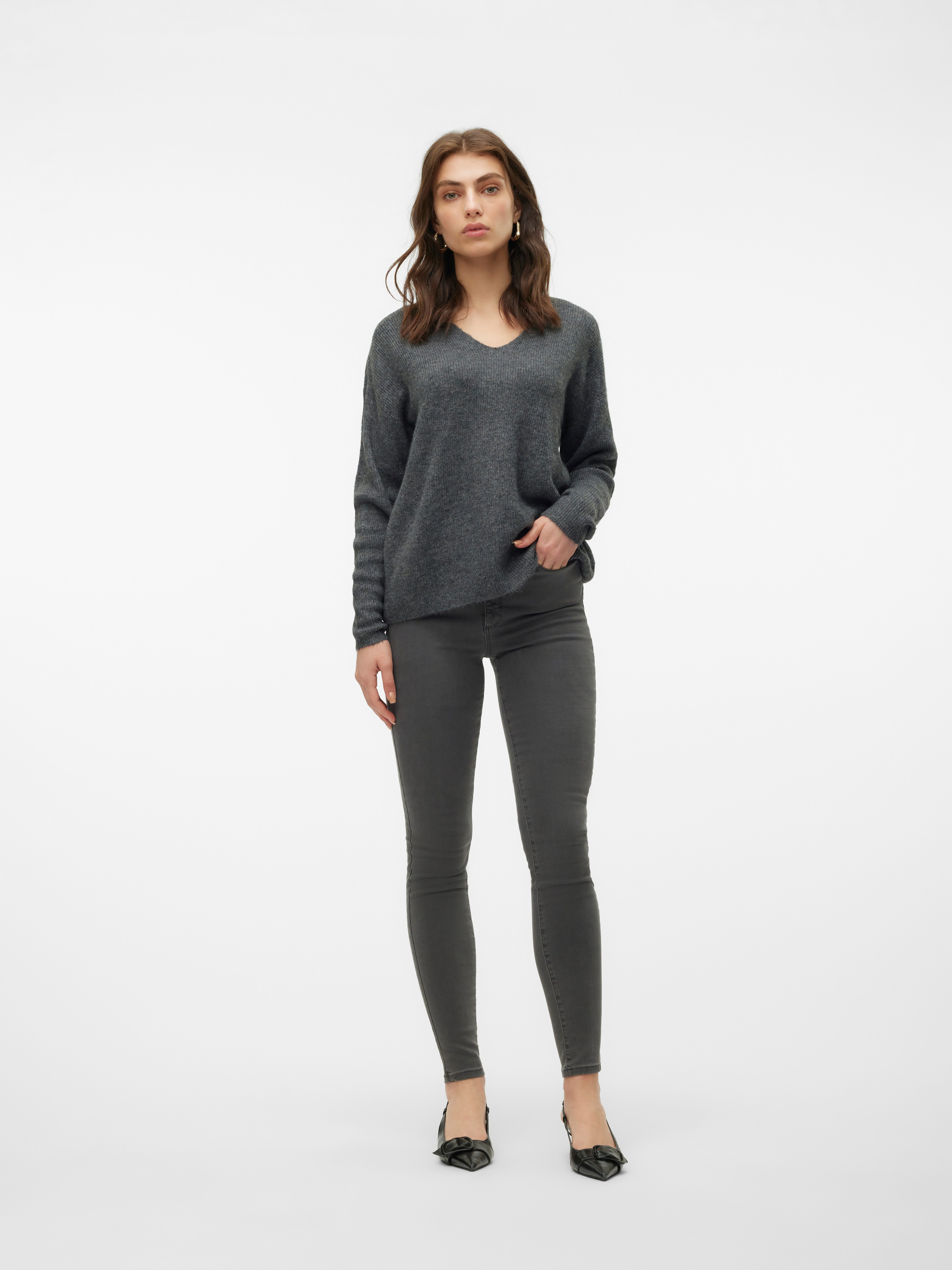 Vero Moda V-Ausschnitt-Pullover VMCREWLEFILE LS V-NECK BLOUSE NOOS