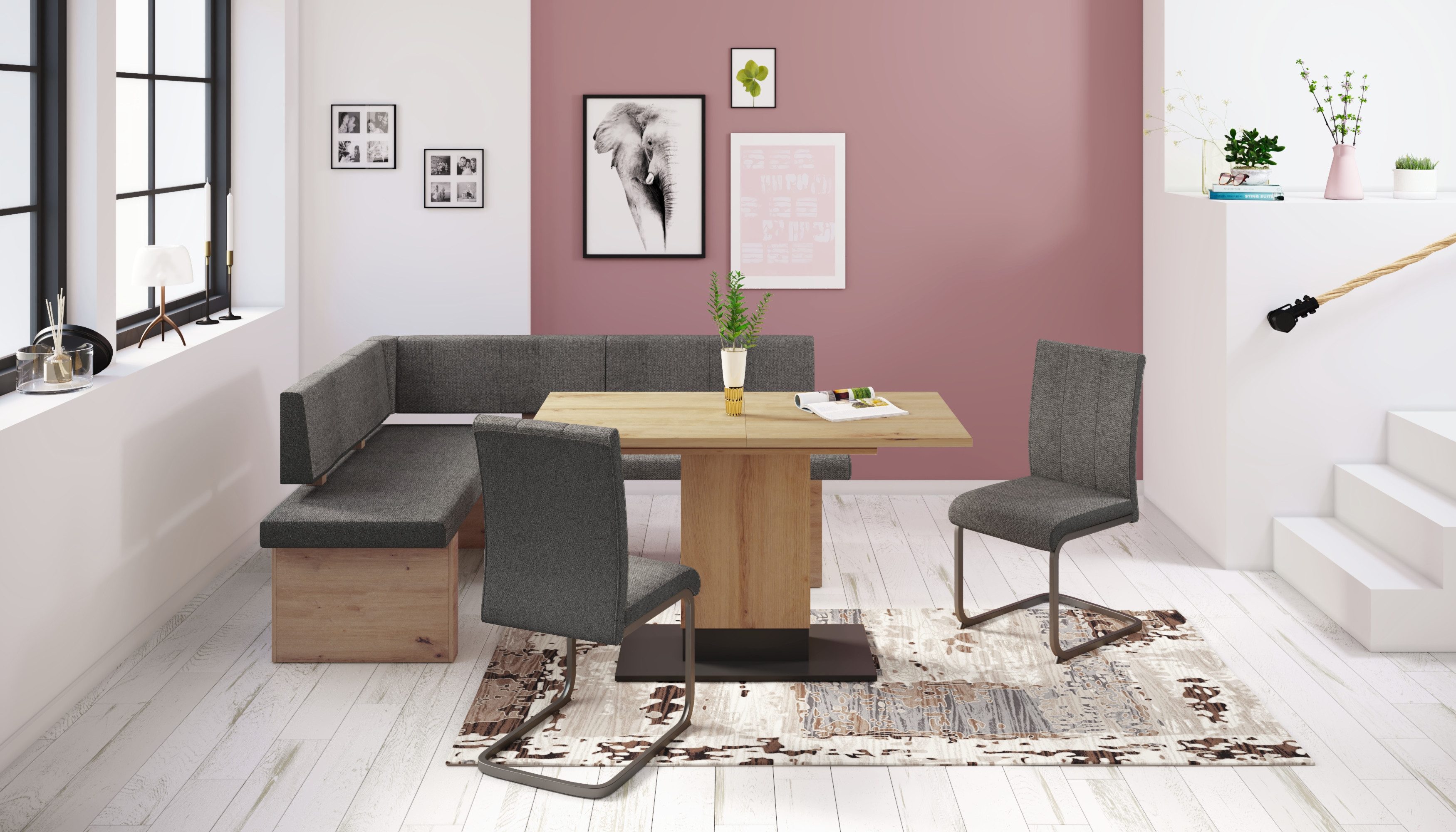 HELA Essgruppe BERKEL, (4-tlg), Synchronauszug,Säulentisch,beidseitig monti günstig online kaufen