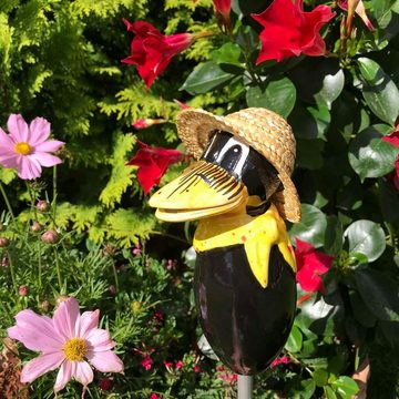 Tangoo Gartenfigur Tangoo Keramik-Rabe MINI mit Hut gelbes Hals-tuch mit roten Sprenkeln, (Stück)