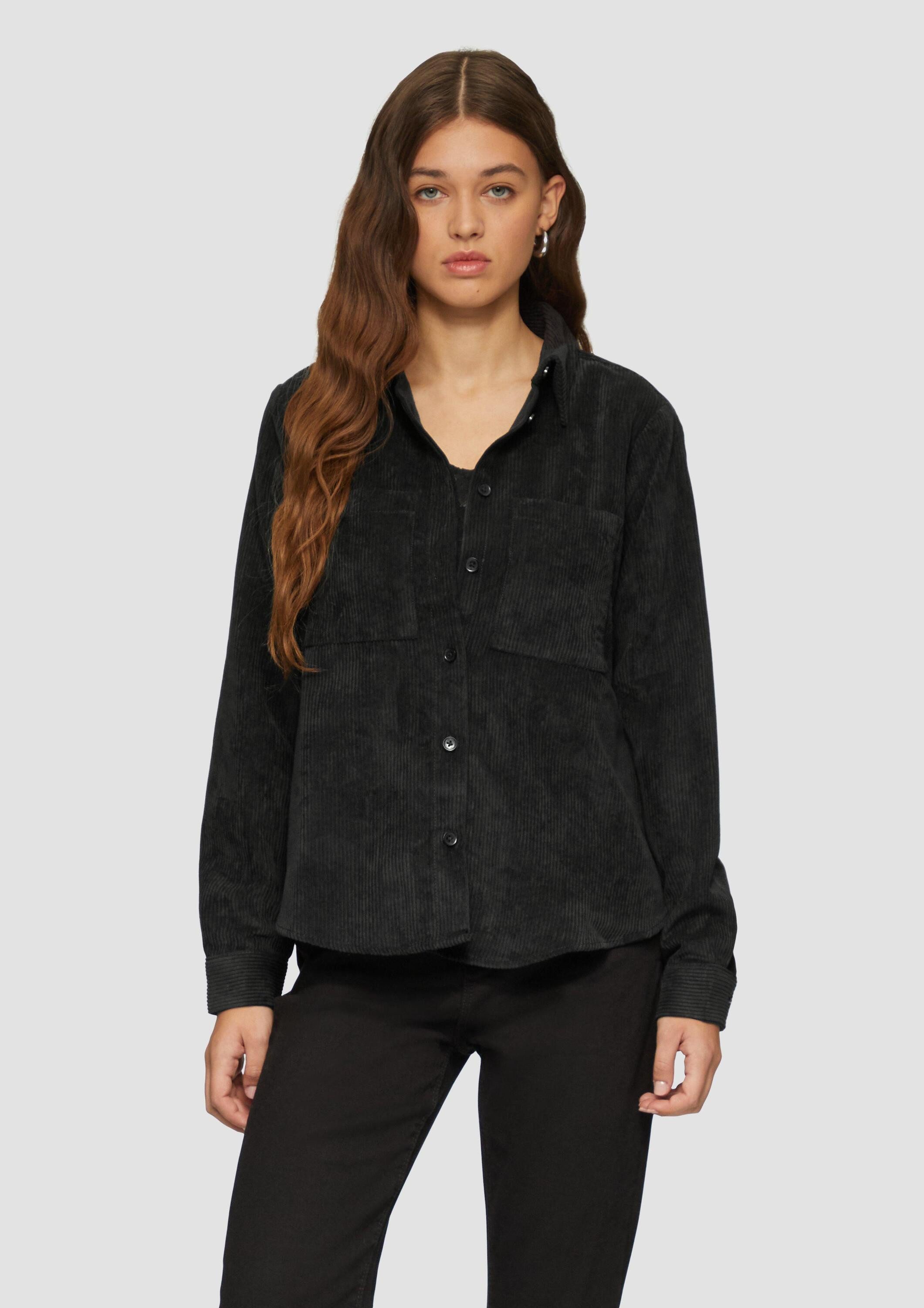 QS Langarmbluse Bluse Cordbluse mit Brusttaschen günstig online kaufen