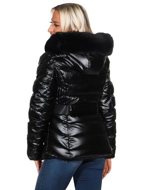 Aurela Damenmode Steppjacke Steppjacke Damen abnehmbare Kapuze Kunstfell Winter Jacke abnehmbare Kapuze, abnehmbares Kunstfell