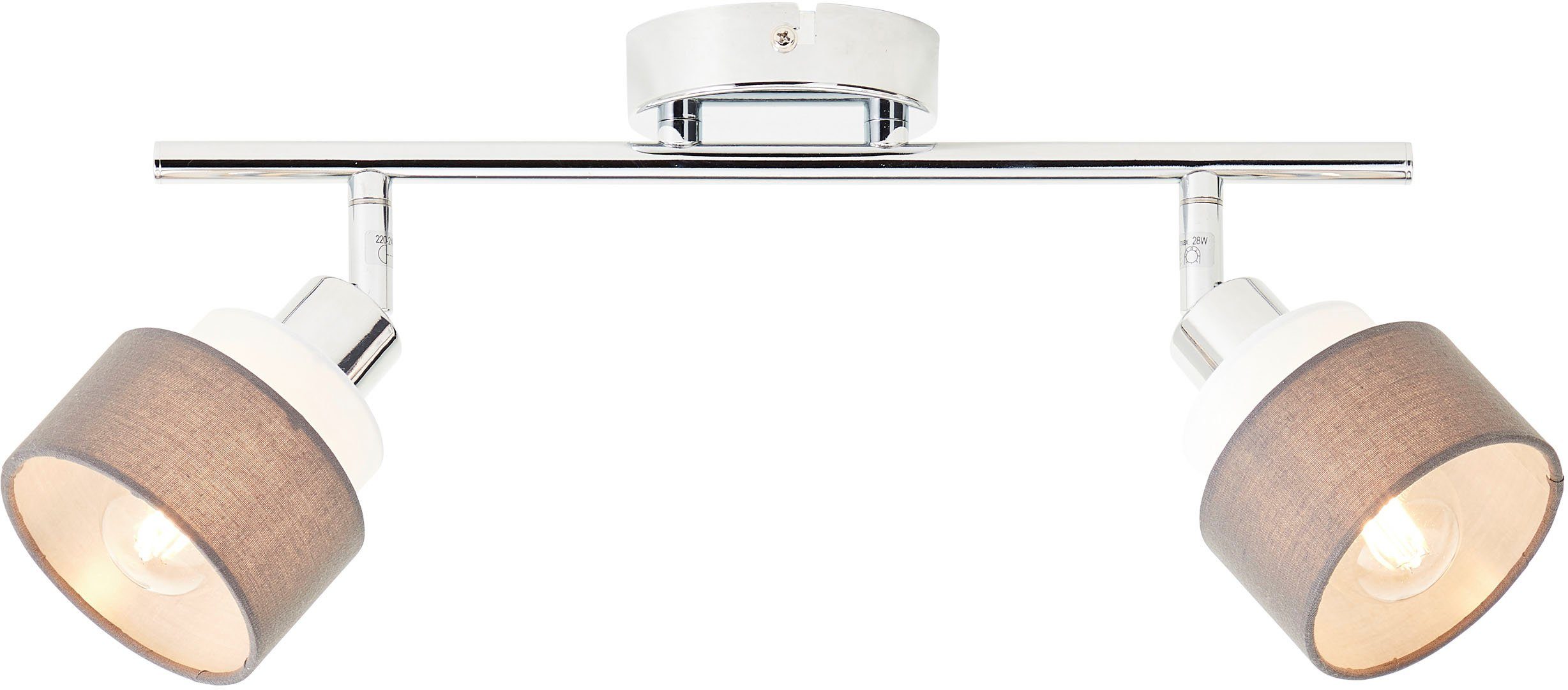 Brilliant Deckenstrahler Naples, ohne Leuchtmittel, Breite 48 cm, E14, Metall/Textil, chromfarben/grau/weiß