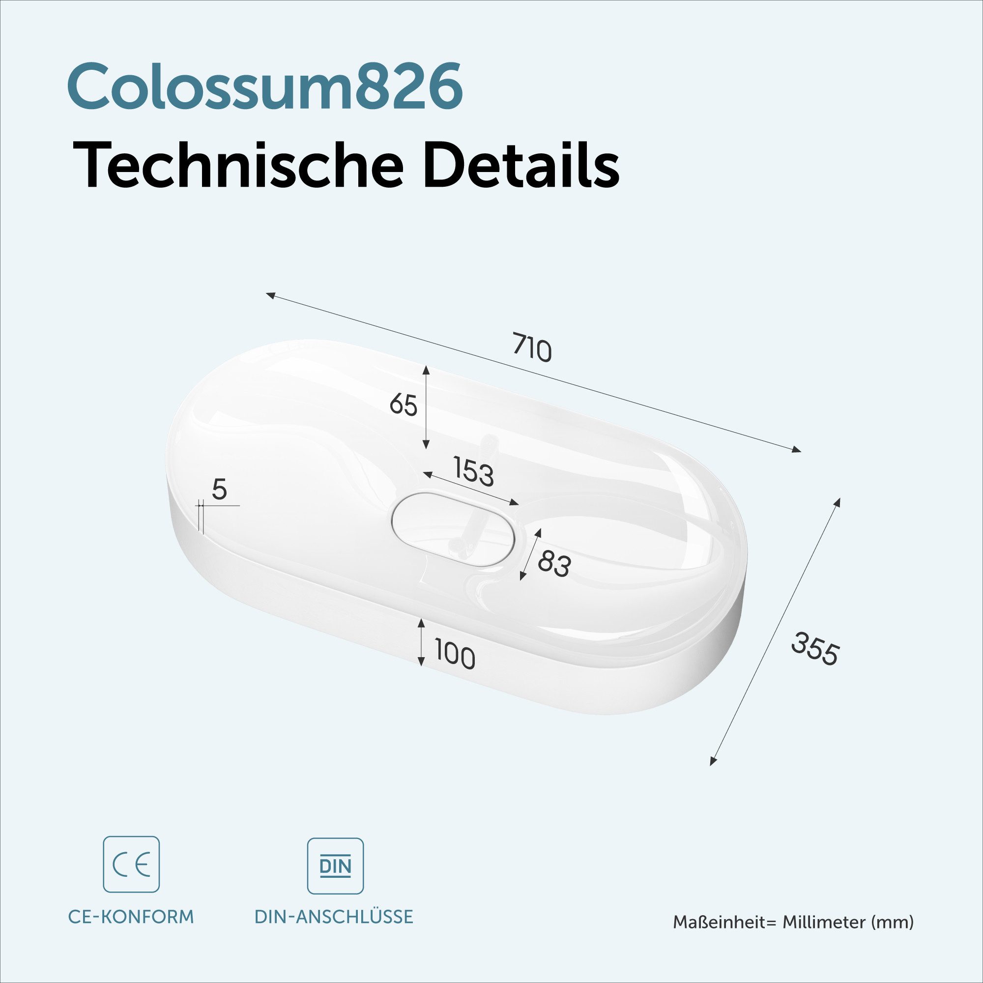 doporro Waschbecken Aufsatzbecken Mineralguss Gussmarmor Waschtisch Colossum826
