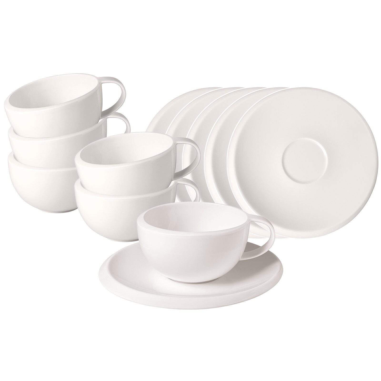 Villeroy & Boch Tasse NewMoon Kaffeetassen mit Untertassen 190 ml, 12-tlg., Porzellan