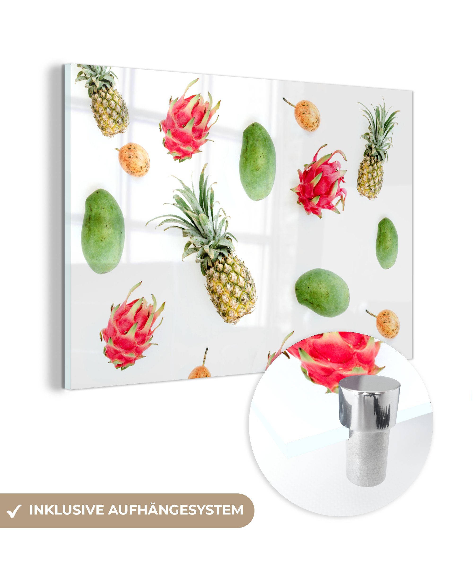 Ananas, St), Acrylglasbild (1 & MuchoWow - Acrylglasbilder Tropisch Obst - Wohnzimmer Schlafzimmer