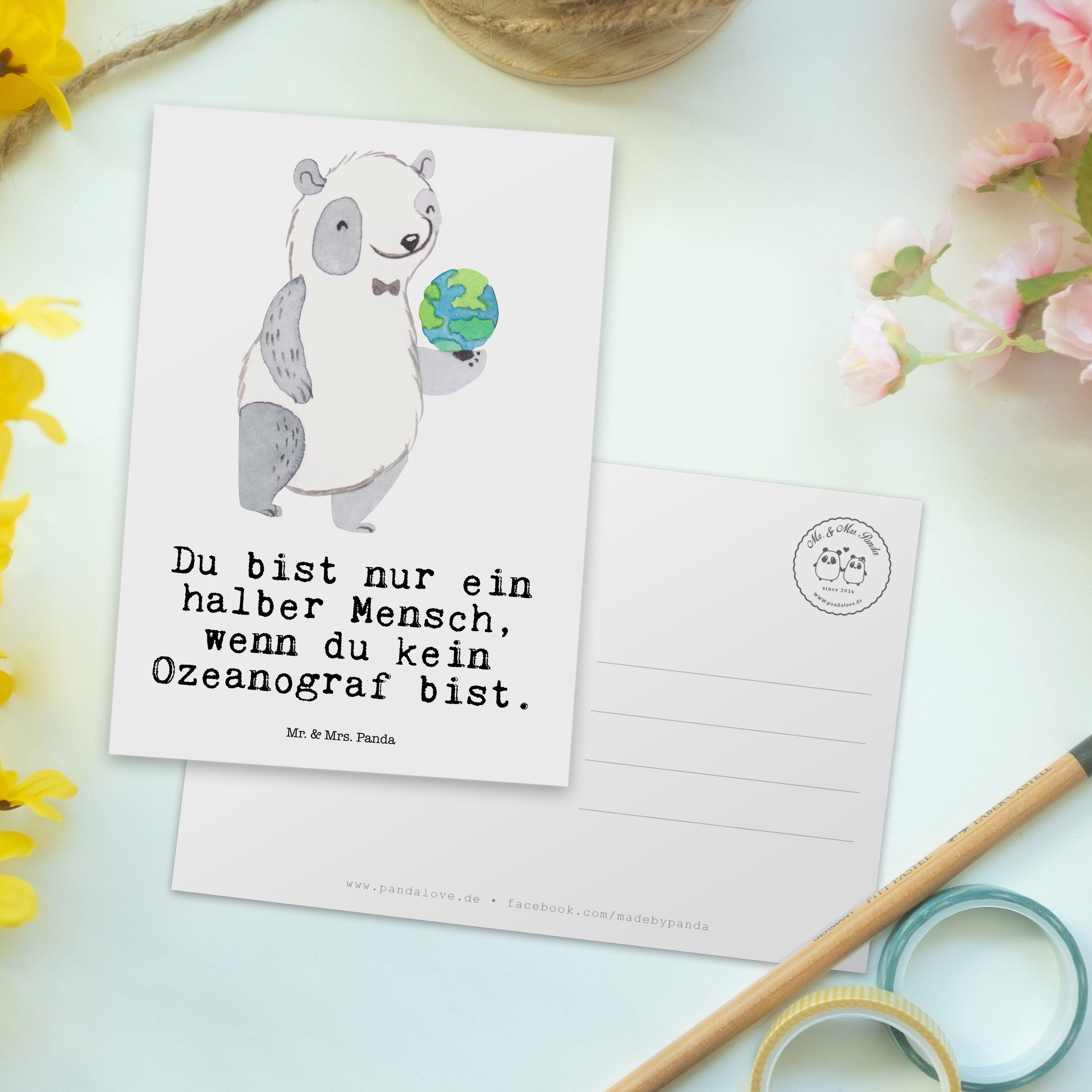Ozeanograf marit Herz Panda Schenken, Postkarte Weiß Mr. Geschenkkarte, - mit - Mrs. & Geschenk,