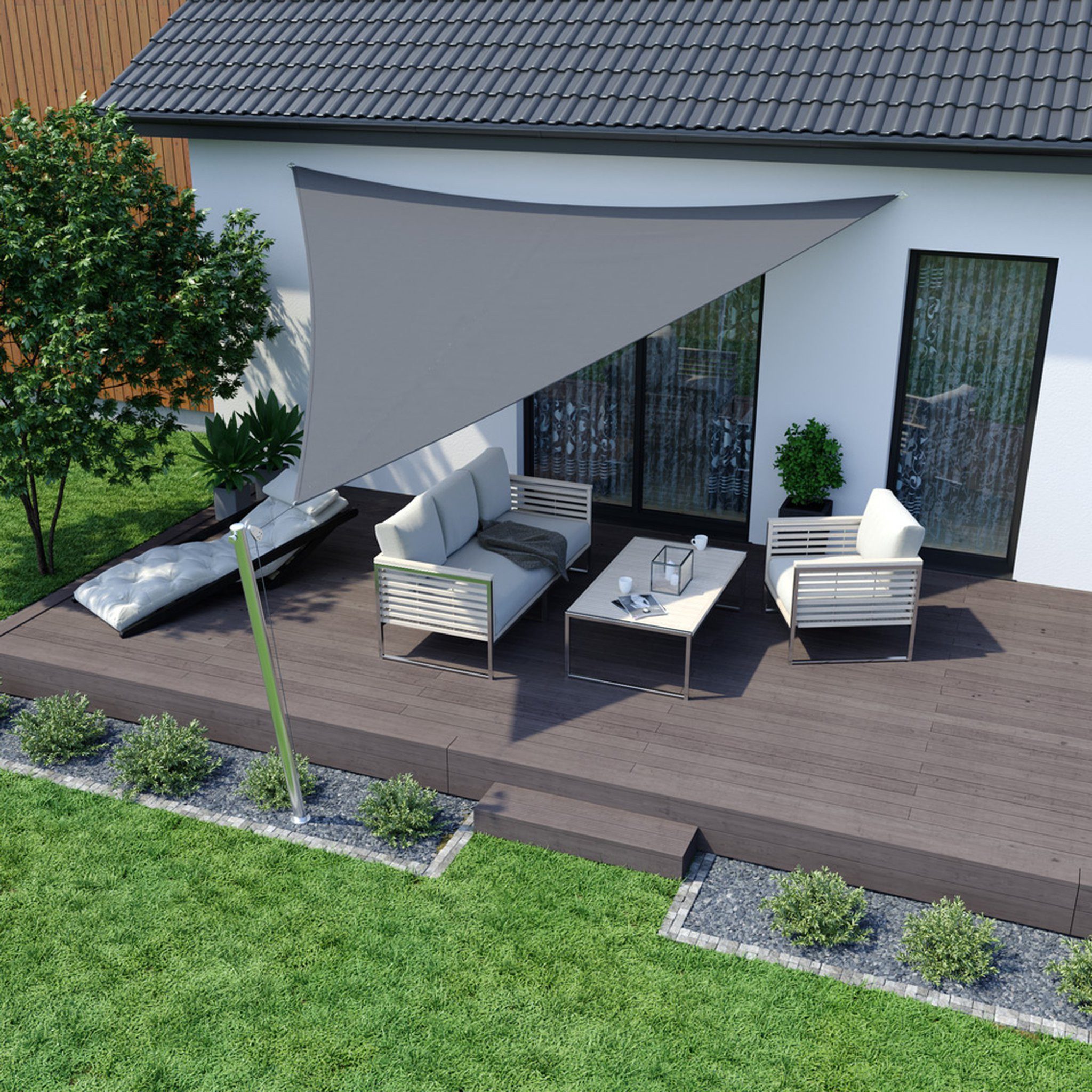 jarolift Sonnensegel Sonnensegel 3x3x3m dreieckig anthrazit UV-Schutz wasserabweisend, (1-tlg), Dreieckiges Sonnensegel mit UV-Schutz und stabiler Verarbeitung